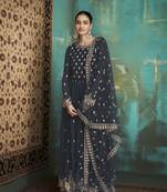 Black embroidered faux georgette salwar