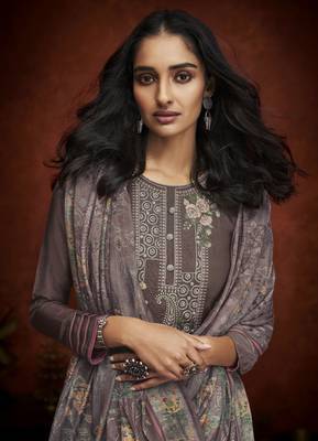 Light-brown embroidered pure viscose salwar 2