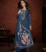 Blue embroidered pure viscose salwar