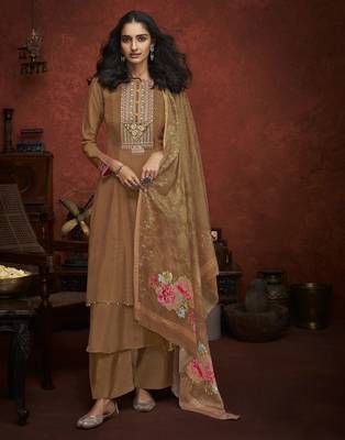 Bronze embroidered pure viscose salwar 1