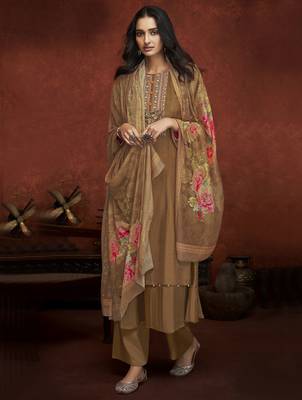 Bronze embroidered pure viscose salwar 2