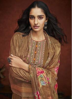 Bronze embroidered pure viscose salwar 3