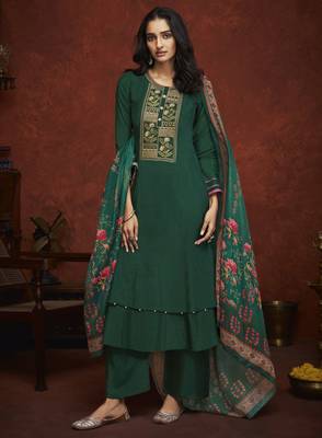 Green embroidered pure viscose salwar 1