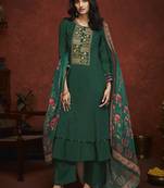 Green embroidered pure viscose salwar