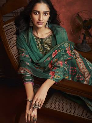 Green embroidered pure viscose salwar 2