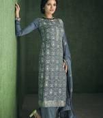 Light-blue embroidered pure viscose salwar