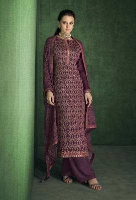 Purple embroidered pure viscose salwar 1