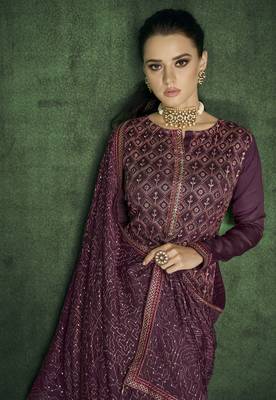 Purple embroidered pure viscose salwar 3
