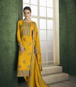 Yellow embroidered pure viscose salwar