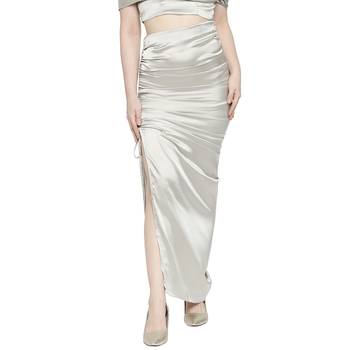 Silver plain satin skirts 1