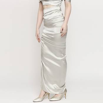 Silver plain satin skirts 2