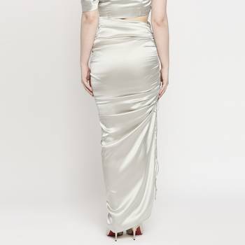 Silver plain satin skirts 4