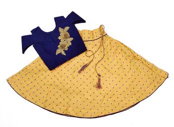 Blue woven taffeta girls-top-bottom 1
