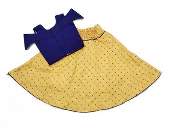Blue woven taffeta girls-top-bottom 2