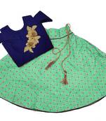 Blue woven taffeta girls-top-bottom