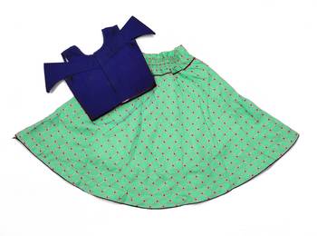 Blue woven taffeta girls-top-bottom 2