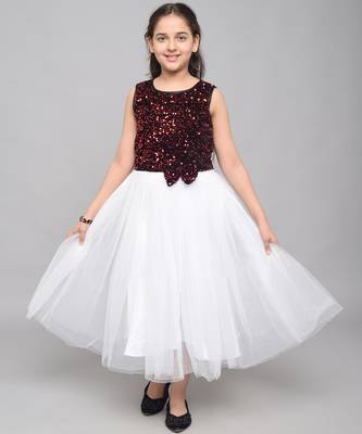 Red embroidered velvet kids-frocks 2