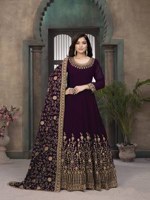 Purple embroidered faux georgette salwar 1