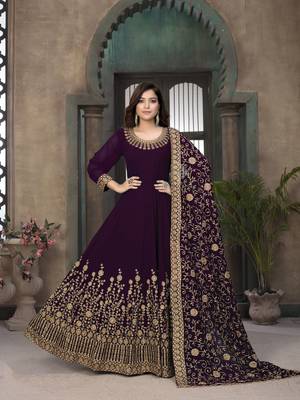 Purple embroidered faux georgette salwar 2