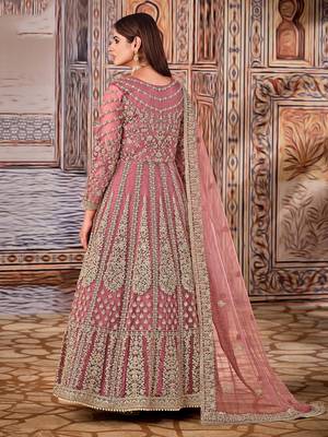 Pink embroidered net salwar 2