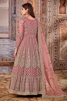 Pink embroidered net salwar