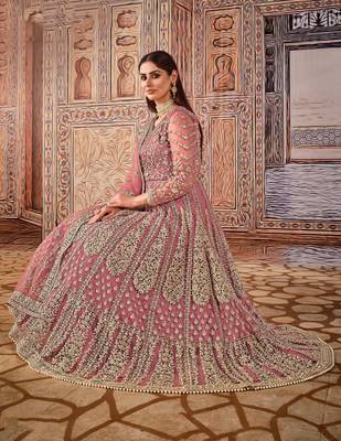 Pink embroidered net salwar 3