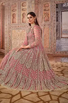 Pink embroidered net salwar
