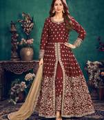 Maroon embroidered art silk salwar