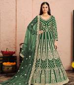 Green embroidered net salwar