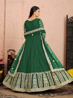 Green embroidered net salwar 2