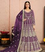 Purple embroidered net salwar