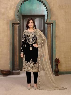 Black embroidered faux georgette salwar 1