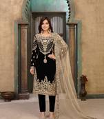 Black embroidered faux georgette salwar