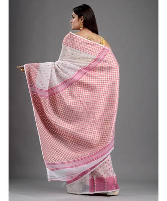 SILK COTTON BENGAL HANDLOOM SOFT JAMDANI SAREE with blouse 5