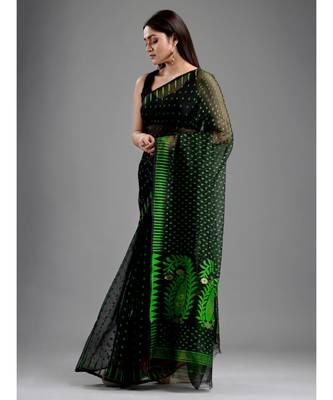 SILK COTTON BENGAL HANDLOOM SOFT JAMDANI SAREE with blouse 3