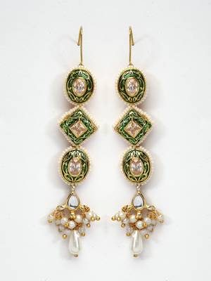 Green pearl earrings 3
