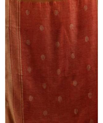 PURE LINEN BENGAL HANDLOOM POLKA DOT SAREE with blouse 5