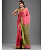 PURE LINEN BENGAL HANDLOOM POLKA DOT SAREE with blouse