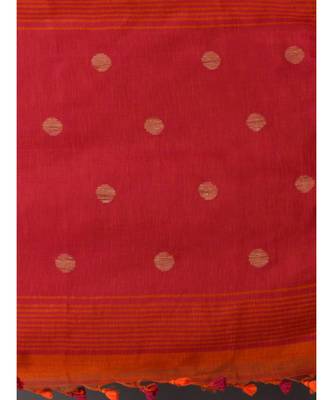 PURE LINEN BENGAL HANDLOOM POLKA DOT SAREE with blouse 5
