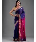 PURE LINEN BENGAL HANDLOOM POLKA DOT SAREE with blouse