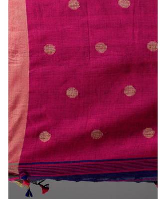 PURE LINEN BENGAL HANDLOOM POLKA DOT SAREE with blouse 5