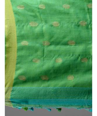 PURE LINEN BENGAL HANDLOOM POLKA DOT SAREE with blouse 5