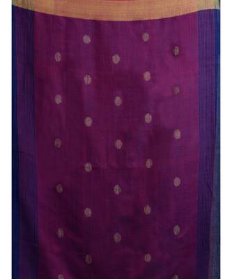 PURE LINEN BENGAL HANDLOOM POLKA DOT SAREE with blouse 5