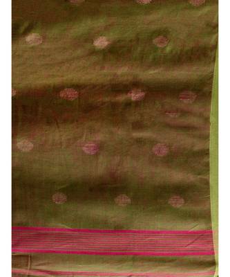 PURE LINEN BENGAL HANDLOOM POLKA DOT SAREE with blouse 5