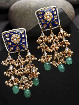 Blue pearl earrings 2