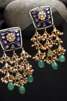 Blue pearl earrings