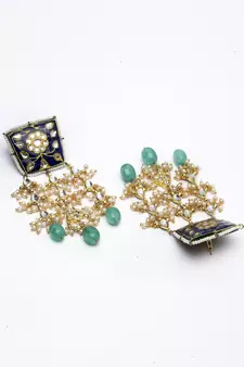 Blue pearl earrings