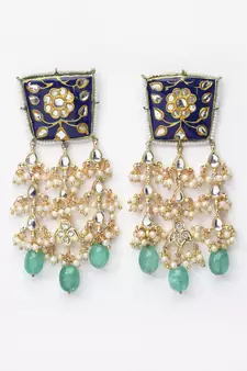Blue pearl earrings
