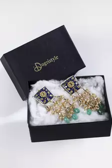 Blue pearl earrings