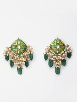 Green pearl earrings 3